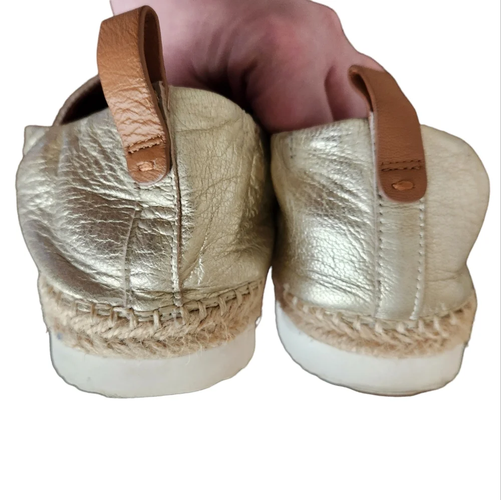 Gentle Souls Lara A Line Gold Metallic Leather Espadrilles 8.5